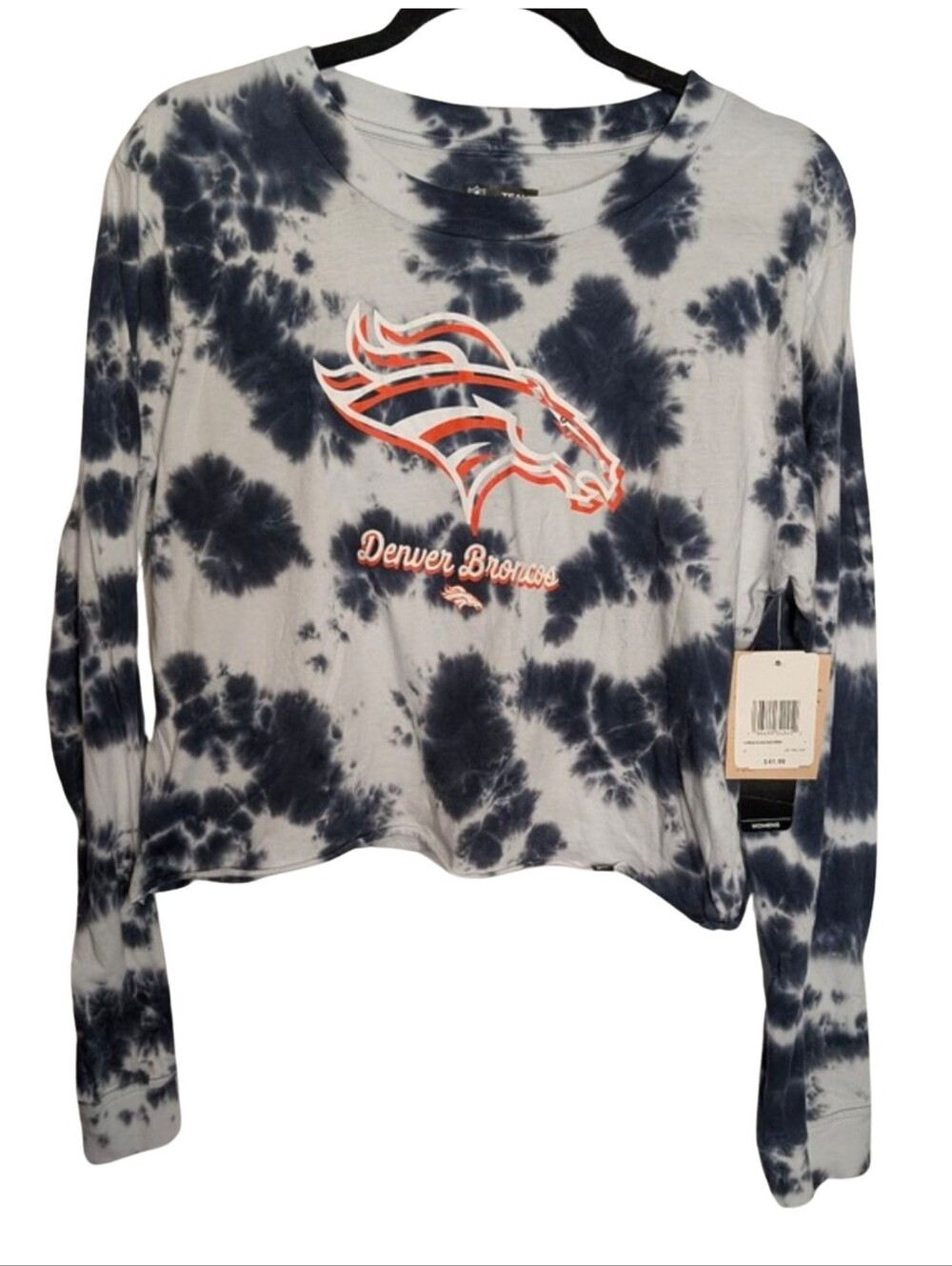 NFL Denver Broncos Tie-Dye Long Sleeve Crop Tee.Size Small.